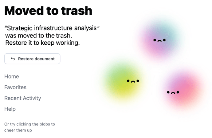 Archived document page with the Restore content button